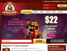Tablet Screenshot of casinoanswers.com